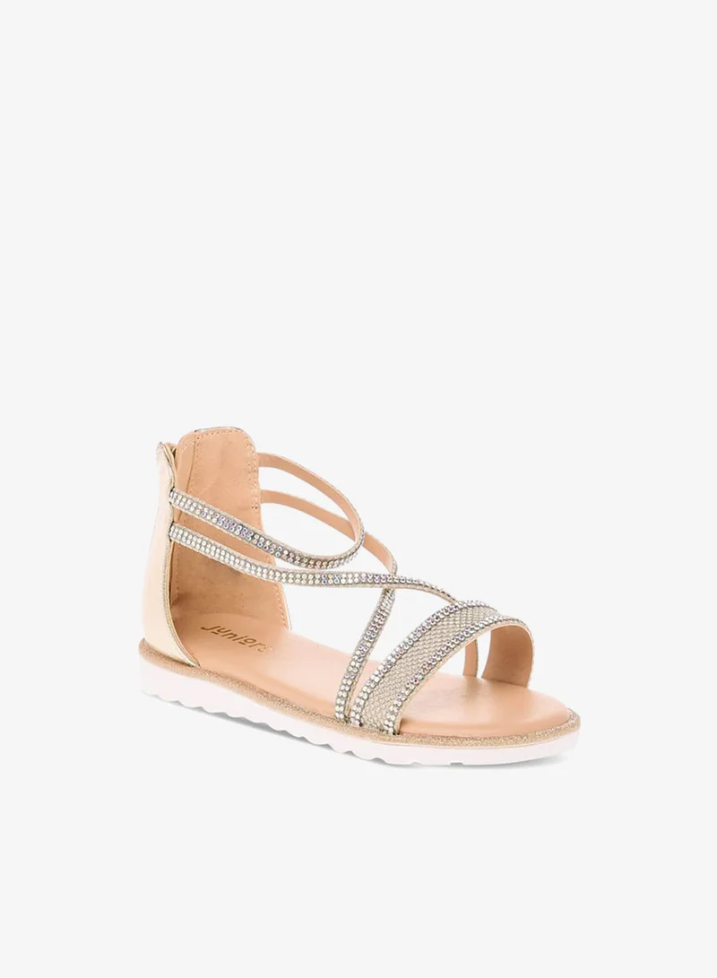 JUNIORS Girls Embellished Strappy Sandals with Zip Closure Ramadan Collection