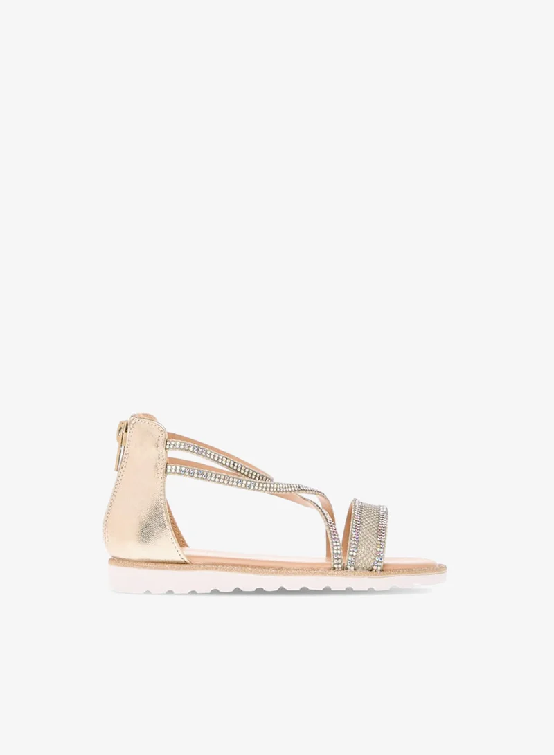 JUNIORS Girls Embellished Strappy Sandals with Zip Closure Ramadan Collection