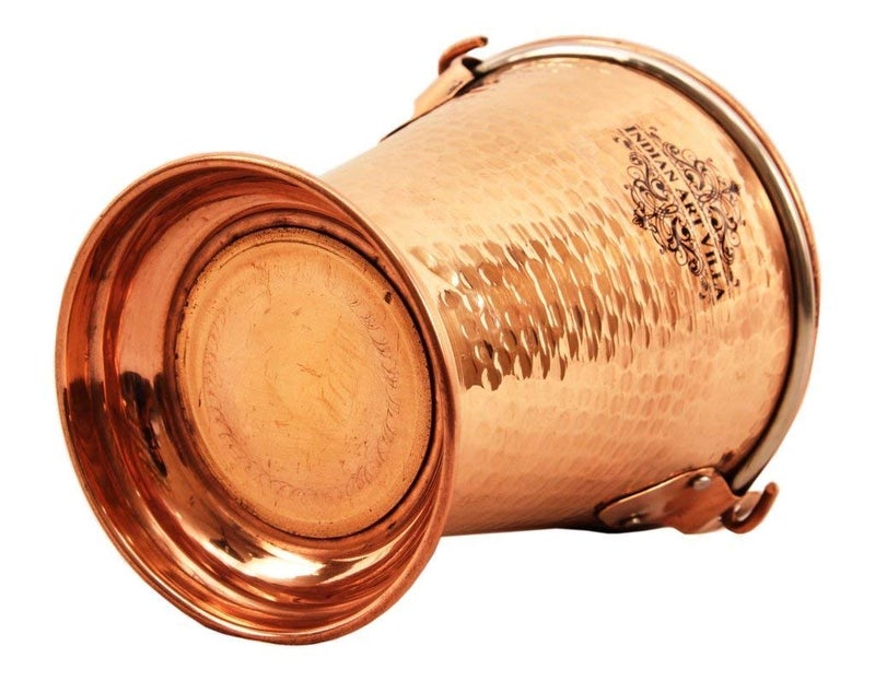 Indian Art Villa Set of Steel Copper Bucket Balti with 2 Serving Spoon, Serveware & Tableware, 300 ML Each, 4 Pcs - Image 3