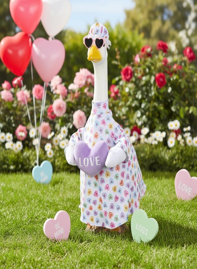 Cutecrop Valentine Porch Goose Outfits for 23" High Cement or Plastic Patriotic Pink Heart Goose Outfit Romantic Valentines Clothes Costume for Lawn Outdoor Yard Garden Outdoor Decor (Pink Plush) - Image 1