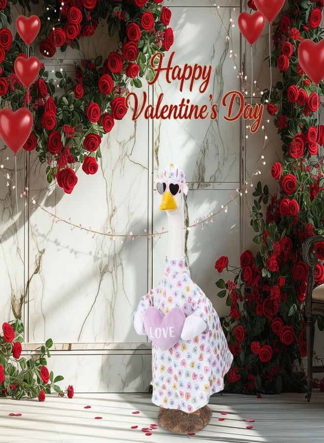 Cutecrop Valentine Porch Goose Outfits for 23" High Cement or Plastic Patriotic Pink Heart Goose Outfit Romantic Valentines Clothes Costume for Lawn Outdoor Yard Garden Outdoor Decor (Pink Plush) - Image 4