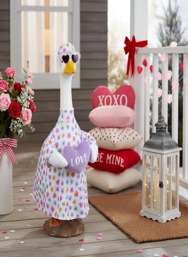 Cutecrop Valentine Porch Goose Outfits for 23" High Cement or Plastic Patriotic Pink Heart Goose Outfit Romantic Valentines Clothes Costume for Lawn Outdoor Yard Garden Outdoor Decor (Pink Plush) - Image 3