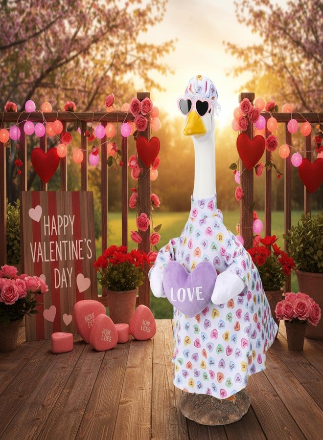 Cutecrop Valentine Porch Goose Outfits for 23" High Cement or Plastic Patriotic Pink Heart Goose Outfit Romantic Valentines Clothes Costume for Lawn Outdoor Yard Garden Outdoor Decor (Pink Plush) - Image 5