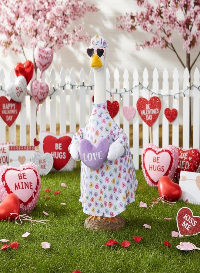 Cutecrop Valentine Porch Goose Outfits for 23" High Cement or Plastic Patriotic Pink Heart Goose Outfit Romantic Valentines Clothes Costume for Lawn Outdoor Yard Garden Outdoor Decor (Pink Plush) - Image 2