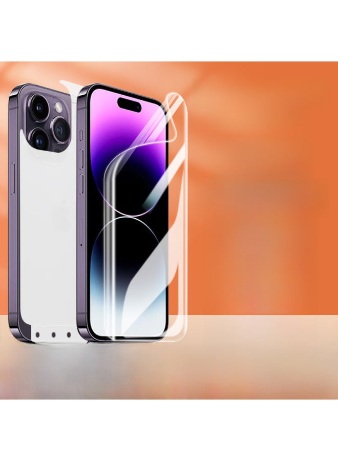 Applicable To Apple 15plus HD Mobile Phone Front And Rear Film Artifact Version 14/13promax Full Screen Tpu Gel Film-Color:1 High-definition Hydrogel Film With Edges And Rear Film* Artifact Model-Size:Apple X (bare Film)  - Image 2