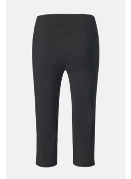 Tchibo Women Slim Fit Plain 3/4 th Capri Pants, Black  - Image 3