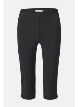 Tchibo Women Slim Fit Plain 3/4 th Capri Pants, Black  - Image 2