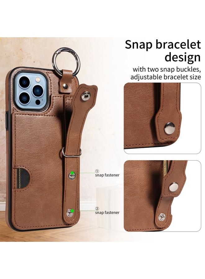 Zaboon Case For iPhone 13 Pro Max Calf Texture Wrist Card Slot Ring Phone Case - Image 2