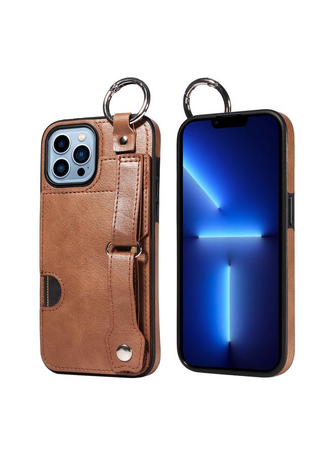 Zaboon Case For iPhone 13 Pro Max Calf Texture Wrist Card Slot Ring Phone Case - Image 1
