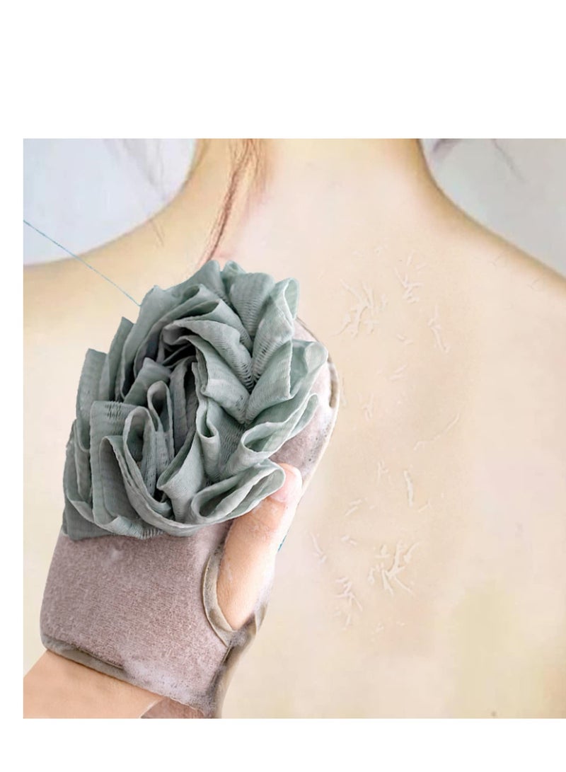 SYOSI Double Sided Exfoliating Gloves - Shower Puff Scrub Gloves - Thick Back Bath Gloves with Cleansing Facial Sponge for Men Women Body Face Arms Legs Quickly Exfoliate Shower Wash Gloves Spa 3 Pieces - Image 3
