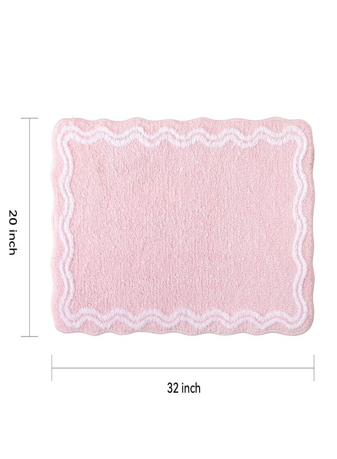 TRUEDAYS Pink Scalloped Bath Mat - Soft Microfiber Bathroom Rug, Non-Slip Cute Mat for Tub & Shower, Aesthetic Decor for Modern Bathrooms,32x20 Inches - Image 2