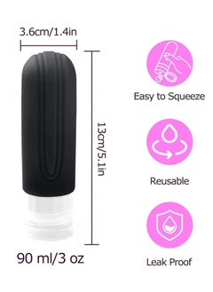 spa luxetique 4 Silicone Travel Bottles for Toiletries with Labels & Clear Toiletry Bag TSA-Approved, Leak-Proof, for Shampoo, Lotion, Soap, Perfect for Traveling, Gym, Camping (90ml)  - Image 2