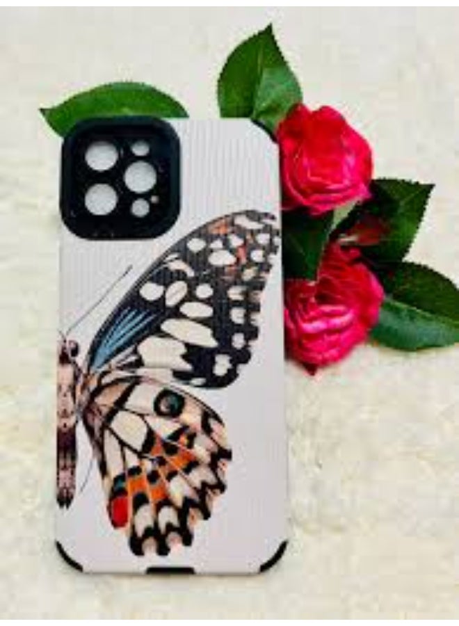iPhone phone case with a butterfly design in various cheerful colors, compatible with iPhone 14 Pro Max