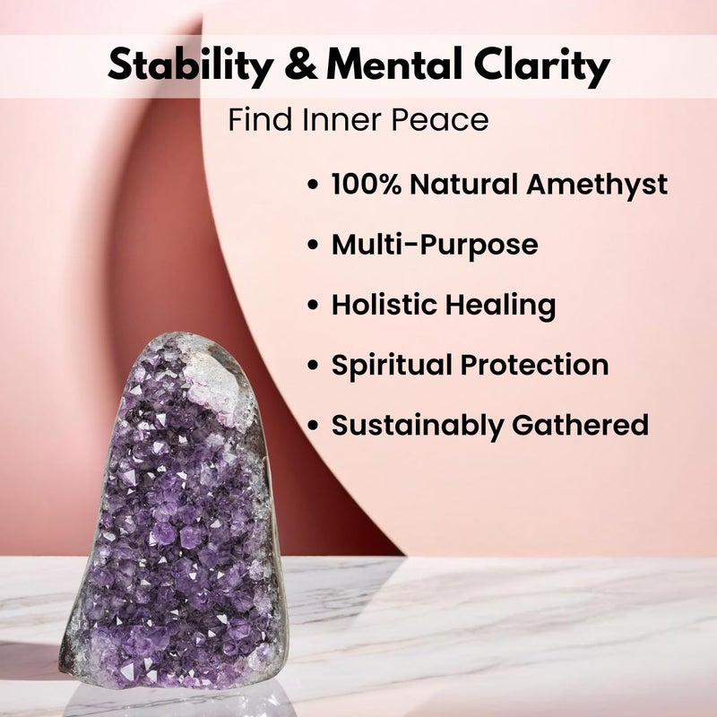 Plus Value Natural Amethyst Rock Cluster Clears Geopathic Stress Helps Improve Student Academic Performance Results Home Office Desk Decor Positivity Kids Bedroom Rakshabandhan Gifting 599grams - Image 3