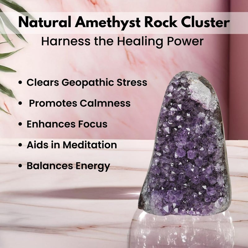 Plus Value Natural Amethyst Rock Cluster Clears Geopathic Stress Helps Improve Student Academic Performance Results Home Office Desk Decor Positivity Kids Bedroom Rakshabandhan Gifting 599grams - Image 5