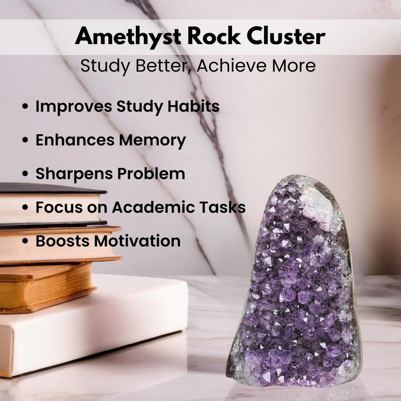 Plus Value Natural Amethyst Rock Cluster Clears Geopathic Stress Helps Improve Student Academic Performance Results Home Office Desk Decor Positivity Kids Bedroom Rakshabandhan Gifting 599grams - Image 4