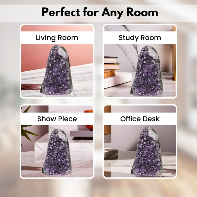 Plus Value Natural Amethyst Rock Cluster Clears Geopathic Stress Helps Improve Student Academic Performance Results Home Office Desk Decor Positivity Kids Bedroom Rakshabandhan Gifting 599grams - Image 2
