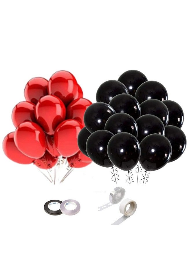 FI - FLICK IN 104 Pcs Latex Red & Black Metallic Balloons Arch Strip Ribbon Decoration Engagement Wedding Valentine Day Garland Backdrop Photo Booth Birthday Party Supplies (Pack of 104,Red & Black) - Image 1