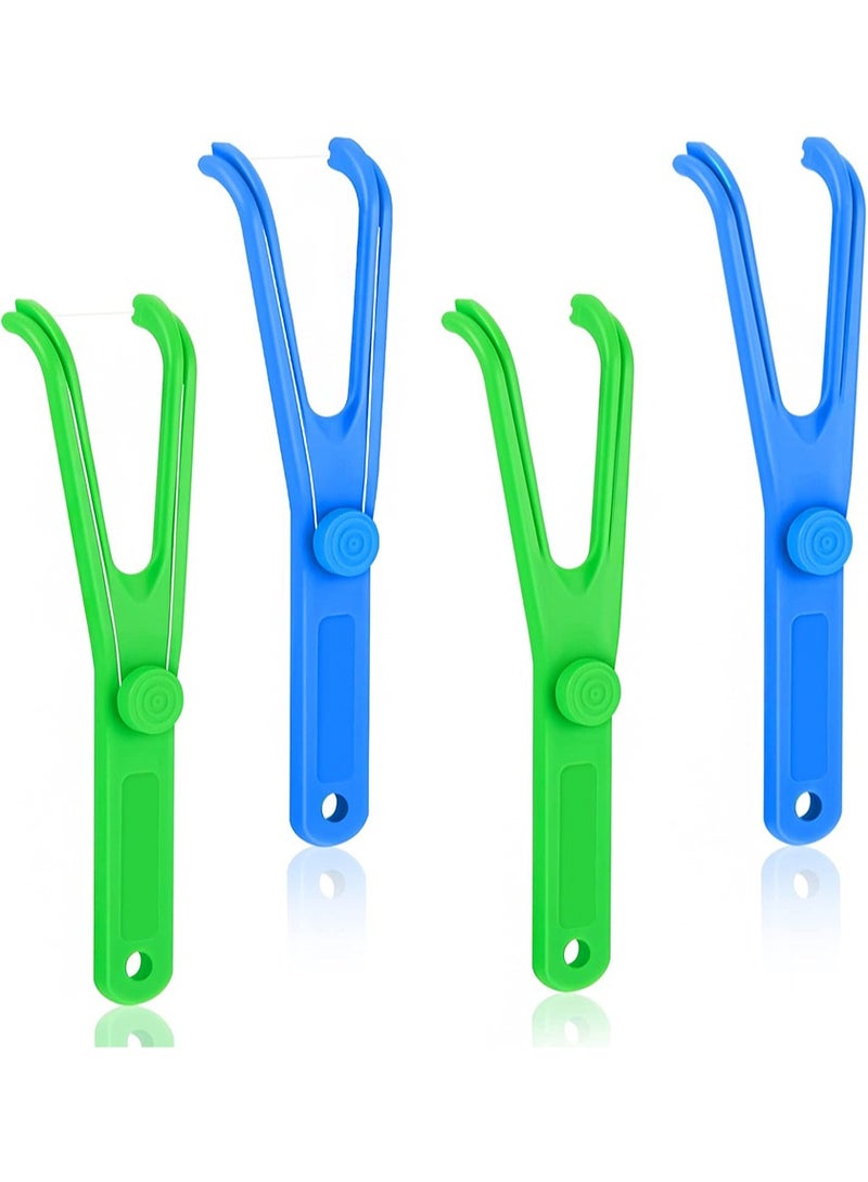 HaLunhi 4 Pieces Dental Floss Holder Reusable Flosser Reusable Floss Handle Holder Flossmate Handle for Oral Clearing (Blue, Green) - Image 1