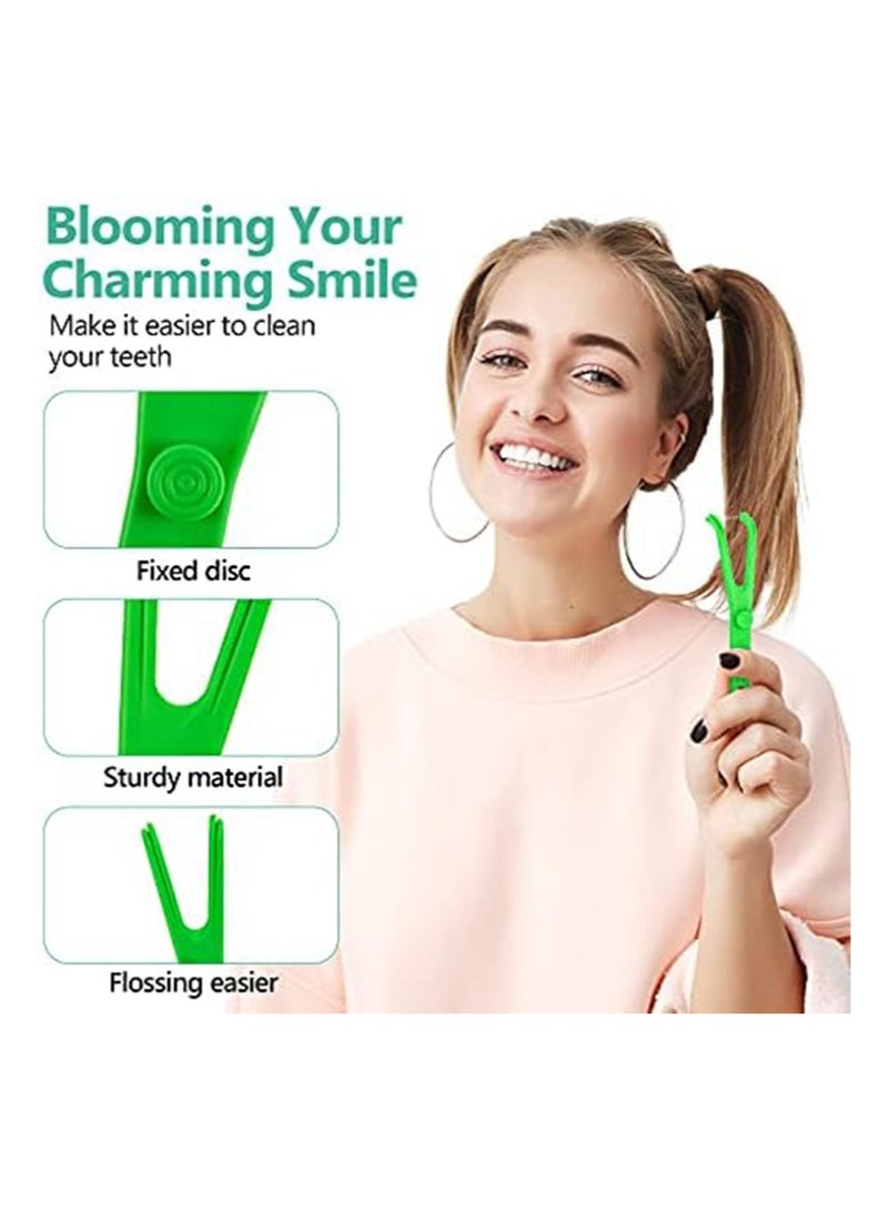 HaLunhi 4 Pieces Dental Floss Holder Reusable Flosser Reusable Floss Handle Holder Flossmate Handle for Oral Clearing (Blue, Green) - Image 4