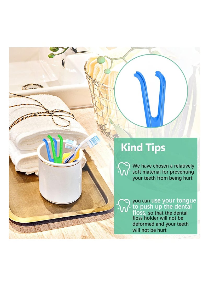 HaLunhi 4 Pieces Dental Floss Holder Reusable Flosser Reusable Floss Handle Holder Flossmate Handle for Oral Clearing (Blue, Green) - Image 5