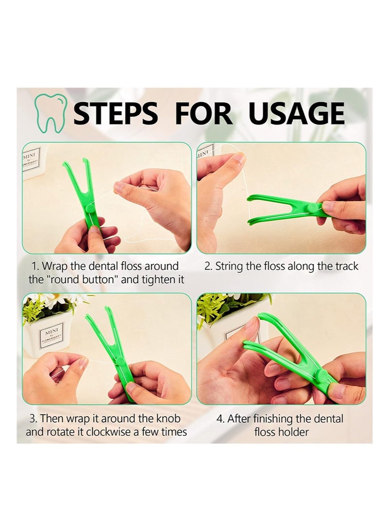 HaLunhi 4 Pieces Dental Floss Holder Reusable Flosser Reusable Floss Handle Holder Flossmate Handle for Oral Clearing (Blue, Green) - Image 3