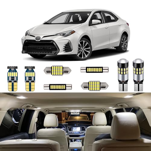 AUTOGINE طقم أضواء LED داخلية بيضاء مكون من 6 قطع لسيارة تويوتا كورولا 2013 2014 2015 2016 2017 2018 2019 2020 2021 2022، أضواء داخلية LED فائقة السطوع 6000K + أداة التركيب - Image 1