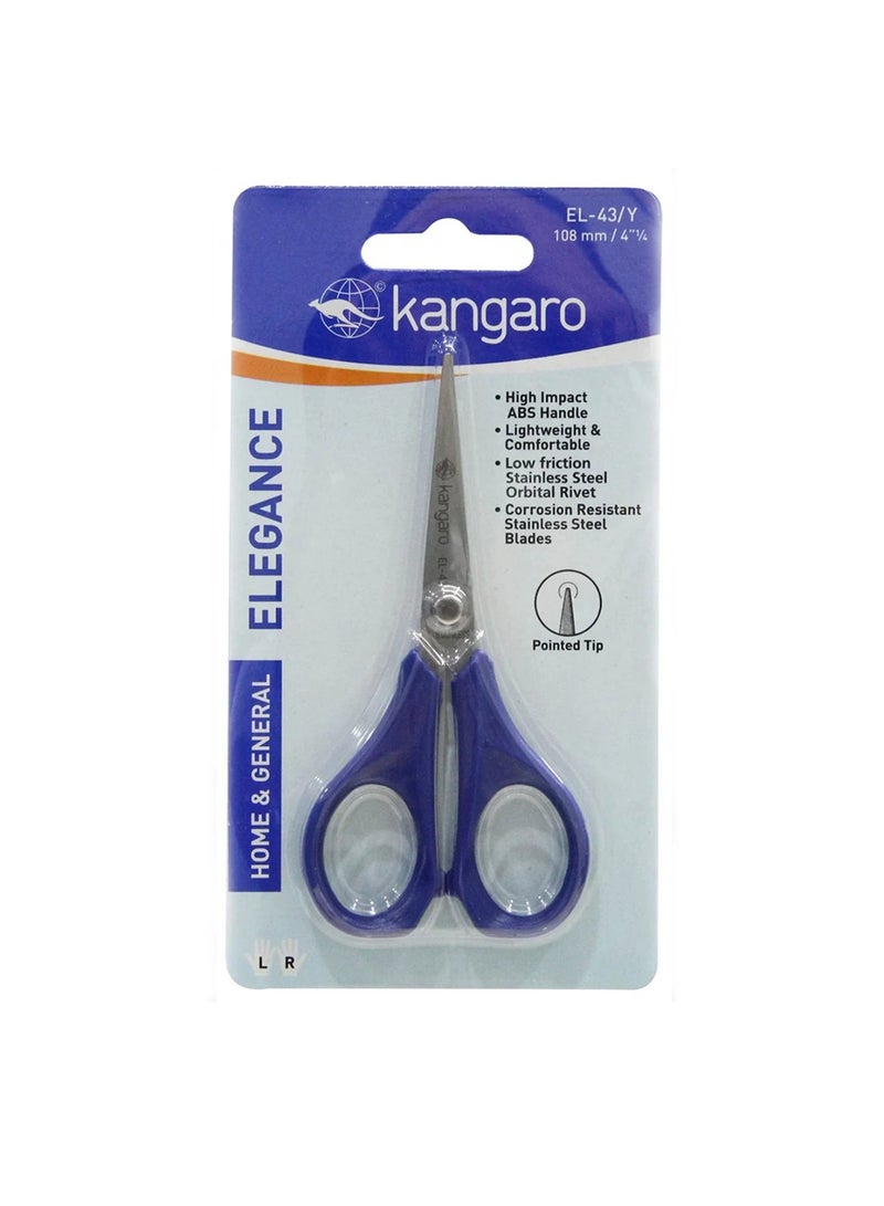 Kangaro مقص أطفال أنيق قطعة واحدة بطرف مدبب بطول 108 مم بألوان متنوعة - Image 1