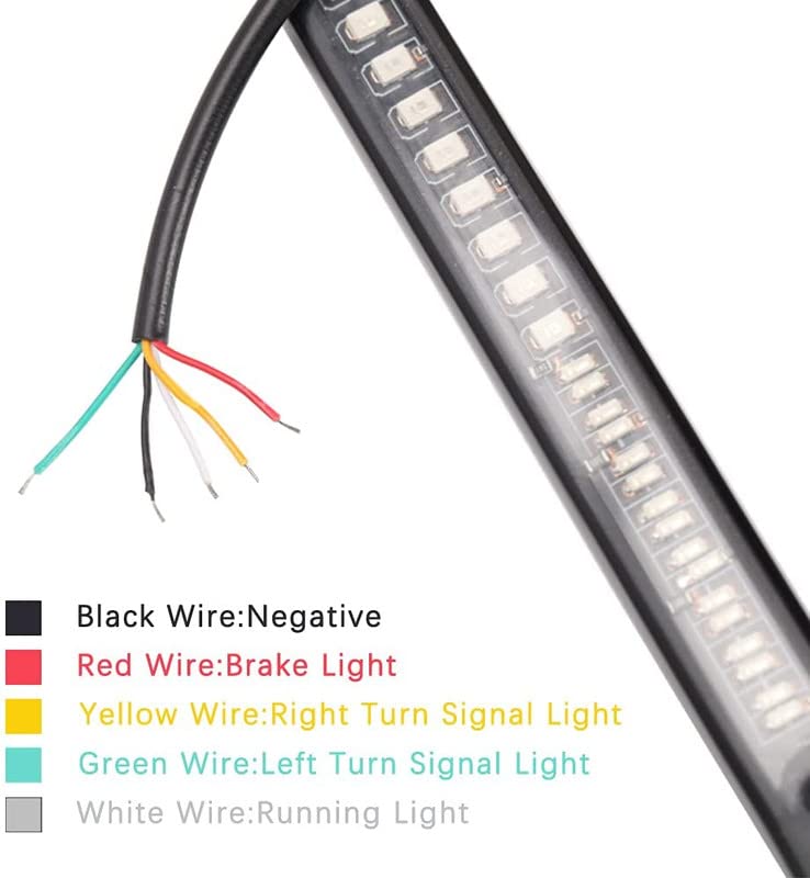 Bestrix ضوء خلفي شريط LED 48 مع إشارة الانعطاف - ضوء خلفي مرن للدراجات النارية، ضوء لوحة الترخيص - Image 5