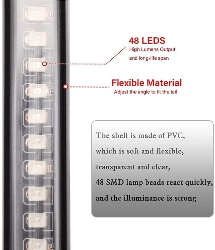 Bestrix ضوء خلفي شريط LED 48 مع إشارة الانعطاف - ضوء خلفي مرن للدراجات النارية، ضوء لوحة الترخيص - Image 4