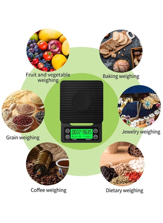 FPC - Kitchen Tools Coffee Scale with Timer Digital Multifunction Weighing Scale 5kg/0.1g Pour Over Drip Espresso Scale LCD Display 13*20*3 - Image 1