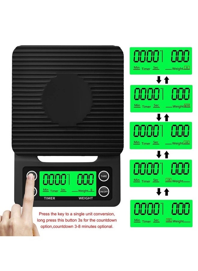 FPC - Kitchen Tools Coffee Scale with Timer Digital Multifunction Weighing Scale 5kg/0.1g Pour Over Drip Espresso Scale LCD Display 13*20*3 - Image 1