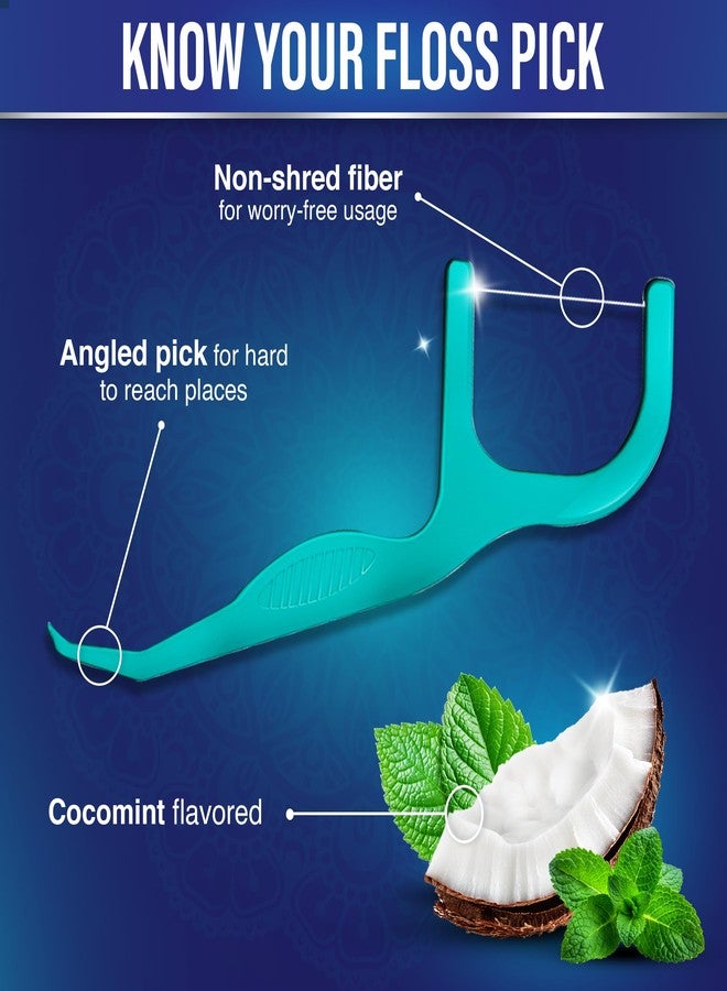 جوراناندا أعواد تنظيف الأسنان GuruNanda Fresh Floss - خيط غير قابل للتمزق مع طرف مائل لإزالة البلاك بفعالية - موصى به من قبل أطباء الأسنان - مناسب للسفر للبالغين والأطفال - عبوة من 60 قطعة - Image 2