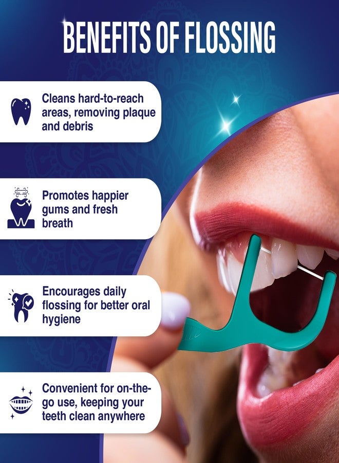 جوراناندا أعواد تنظيف الأسنان GuruNanda Fresh Floss - خيط غير قابل للتمزق مع طرف مائل لإزالة البلاك بفعالية - موصى به من قبل أطباء الأسنان - مناسب للسفر للبالغين والأطفال - عبوة من 60 قطعة - Image 3