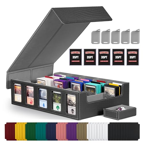 Kabinka Trading Card Storage Box with Commander Display 5Row Deck Case with Removable Lid 3900 Card Organizer for MTG TCG PTCG Sports Card Top Loaders Storage Box Black - Image 1