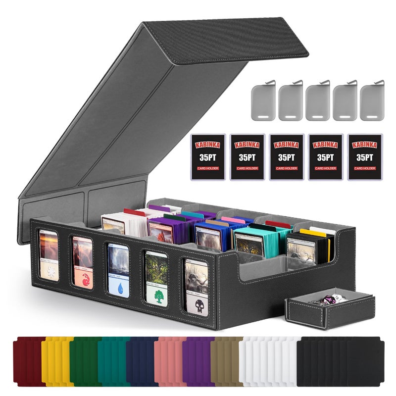 Kabinka Trading Card Storage Box with Commander Display 5Row Deck Case with Removable Lid 3900 Card Organizer for MTG TCG PTCG Sports Card Top Loaders Storage Box Black - Image 2