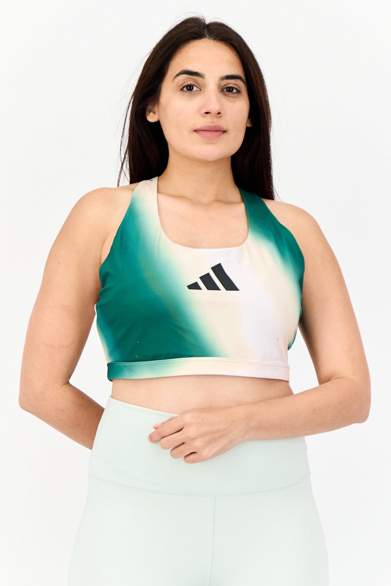 Adidas حمالة صدر رياضية مبطنة بشعار العلامة التجارية للنساء، متعددة الألوان - Image 1