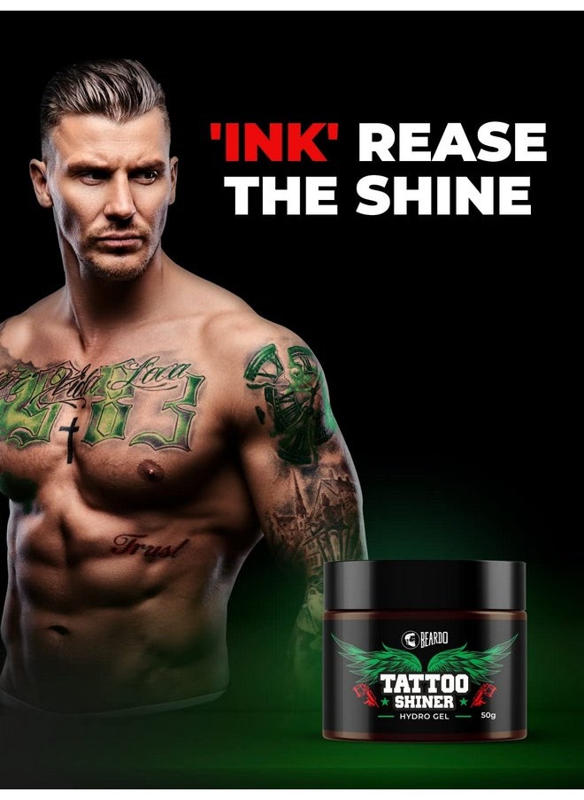 BEARDO - Tattoo Shiner Gel, 50G | Hydro Gel Heals & Maintains Tattoo Ink | Tattoo Gel For Men With Almond Oil & Turmeric Extract | Brightens & Shines Tatoo For Men - Image 1