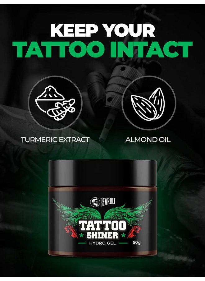 BEARDO - Tattoo Shiner Gel, 50G | Hydro Gel Heals & Maintains Tattoo Ink | Tattoo Gel For Men With Almond Oil & Turmeric Extract | Brightens & Shines Tatoo For Men - Image 1