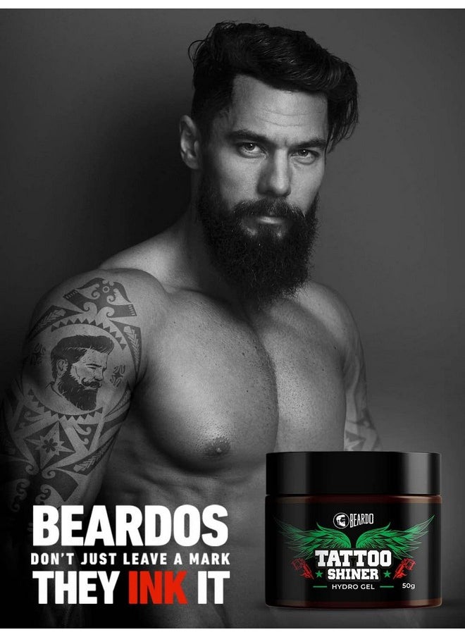 BEARDO - Tattoo Shiner Gel, 50G | Hydro Gel Heals & Maintains Tattoo Ink | Tattoo Gel For Men With Almond Oil & Turmeric Extract | Brightens & Shines Tatoo For Men - Image 1