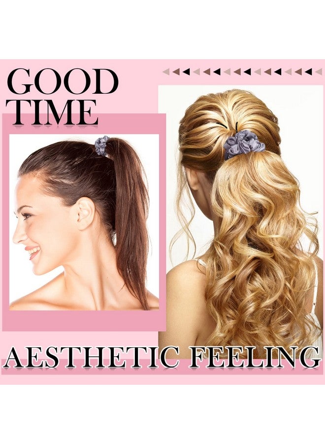 بينج شاو ماي 12 قطعة من ربطات الشعر الساتان، ربطات شعر مرنة من الساتان باللون الرمادي الفضي، حامل ذيل الحصان، إكسسوارات شعر للنساء والفتيات - Image 3