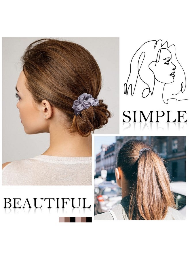 بينج شاو ماي 12 قطعة من ربطات الشعر الساتان، ربطات شعر مرنة من الساتان باللون الرمادي الفضي، حامل ذيل الحصان، إكسسوارات شعر للنساء والفتيات - Image 5