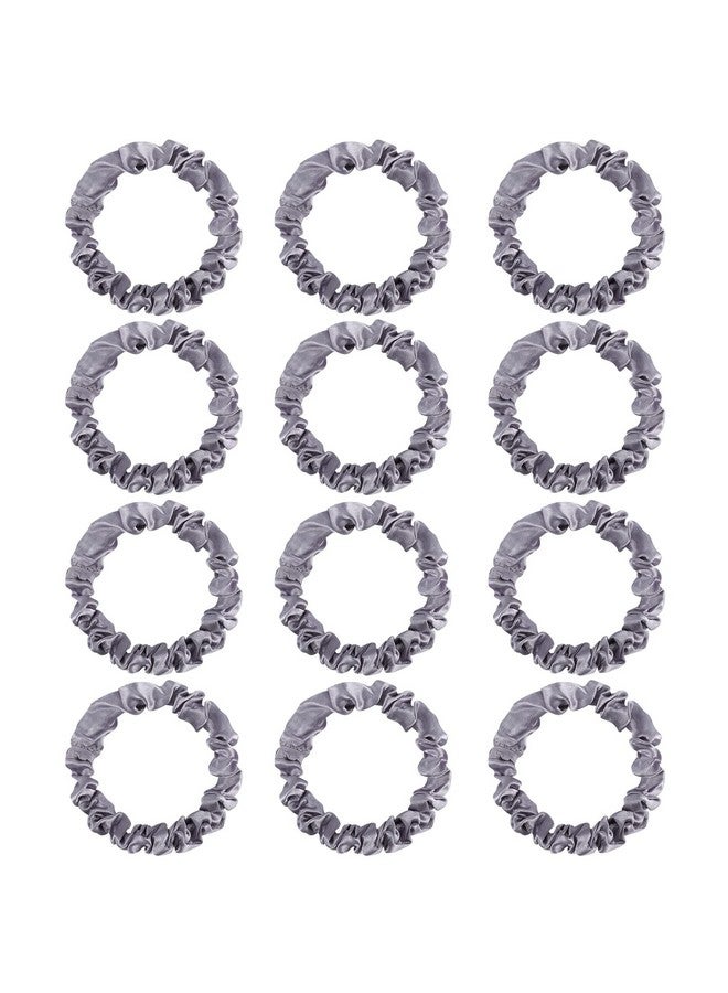 بينج شاو ماي 12 قطعة من ربطات الشعر الساتان، ربطات شعر مرنة من الساتان باللون الرمادي الفضي، حامل ذيل الحصان، إكسسوارات شعر للنساء والفتيات - Image 1