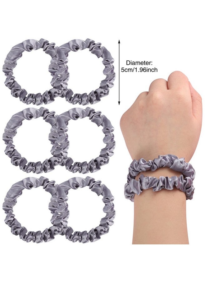 بينج شاو ماي 12 قطعة من ربطات الشعر الساتان، ربطات شعر مرنة من الساتان باللون الرمادي الفضي، حامل ذيل الحصان، إكسسوارات شعر للنساء والفتيات - Image 2