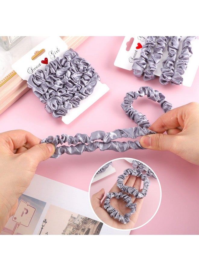 بينج شاو ماي 12 قطعة من ربطات الشعر الساتان، ربطات شعر مرنة من الساتان باللون الرمادي الفضي، حامل ذيل الحصان، إكسسوارات شعر للنساء والفتيات - Image 4