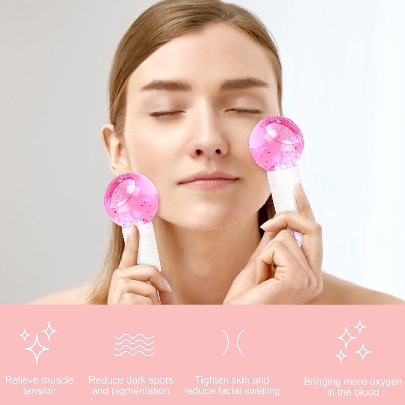 wishstream كرات الثلج لجمال ويشستريم - مدلكات الوجه الباردة, كرات تبريد للوجه, الرقبة, مكافحة الشيخوخة للرقبة, علاج شد البشرة وتقليل الانتفاخ (وردي) - Image 3