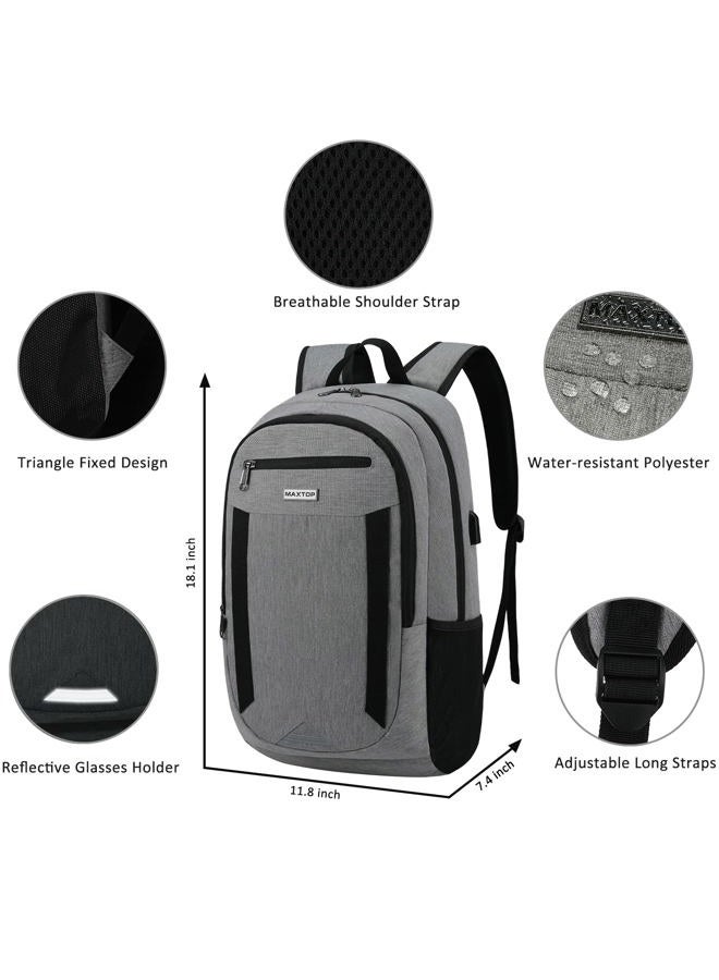 Maxtop Laptop Backpack Business Computer Backpacks with USB Charging Port College Bookbag Fits Laptop up to 16 inch, Grey-15.6 Inch, 15.6 inch, Daypack Backpacks - Image 5