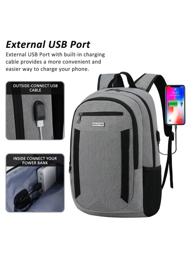 Maxtop Laptop Backpack Business Computer Backpacks with USB Charging Port College Bookbag Fits Laptop up to 16 inch, Grey-15.6 Inch, 15.6 inch, Daypack Backpacks - Image 4