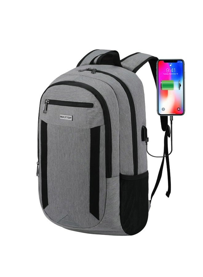 Maxtop Laptop Backpack Business Computer Backpacks with USB Charging Port College Bookbag Fits Laptop up to 16 inch, Grey-15.6 Inch, 15.6 inch, Daypack Backpacks - Image 1