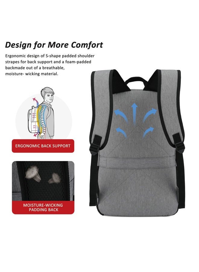 Maxtop Laptop Backpack Business Computer Backpacks with USB Charging Port College Bookbag Fits Laptop up to 16 inch, Grey-15.6 Inch, 15.6 inch, Daypack Backpacks - Image 3
